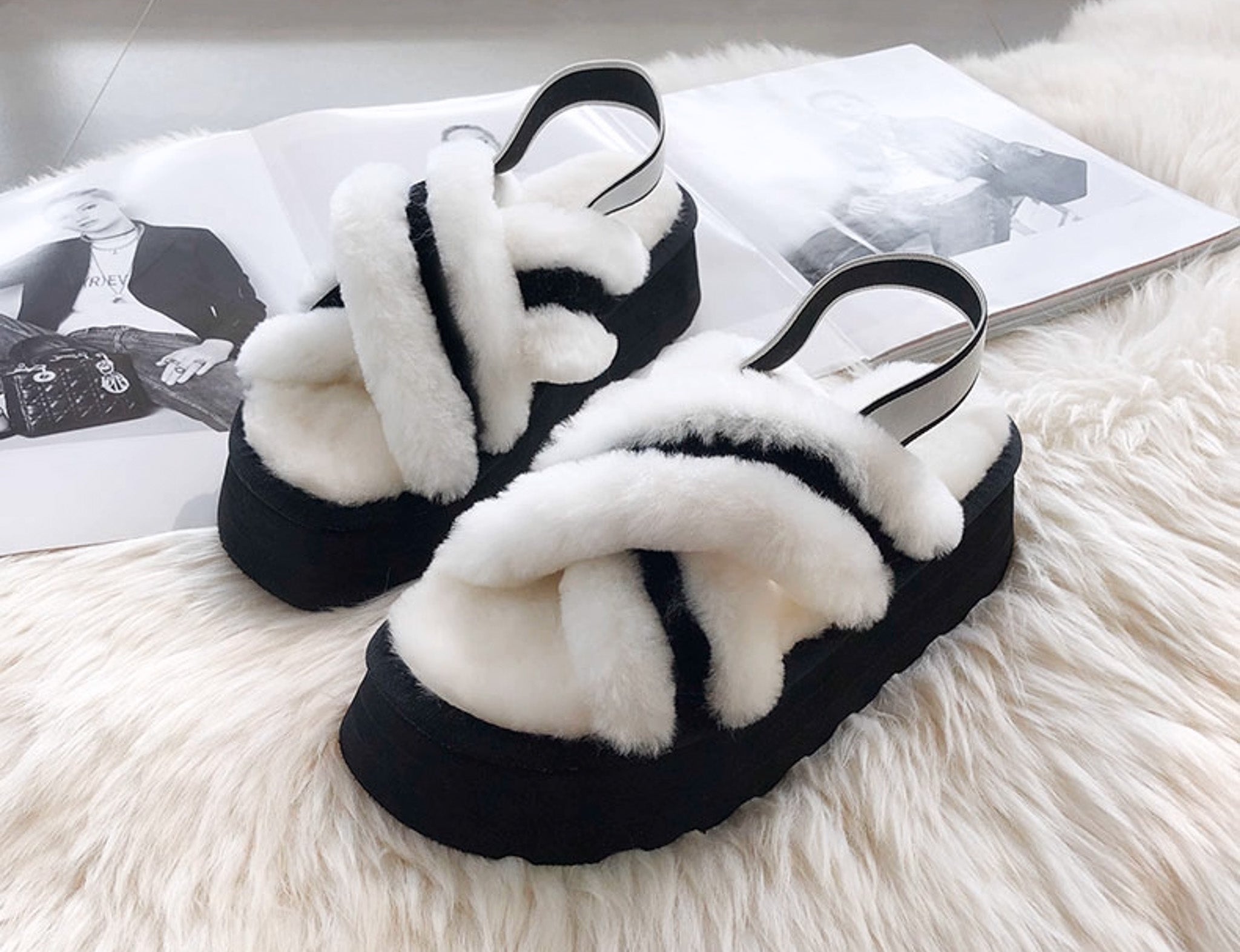 Riga white real wool